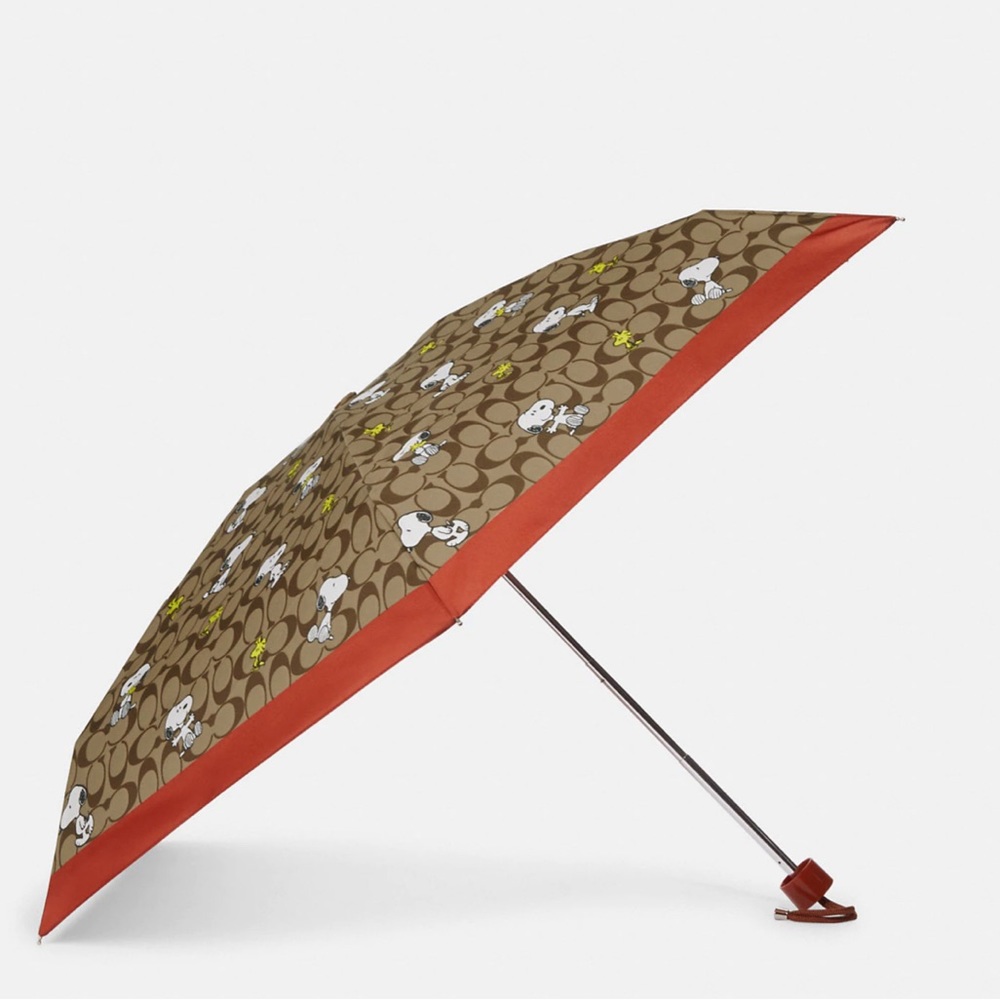 Coach X Peanuts Uv Protection Mini Umbrella In Signature Snoopy Woodstock Print